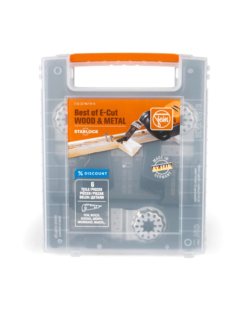 Fein Best of E-Cut Starlock Wood & Metal Saw Blade Set - 6-Piece Kit for Precision Cutting in Wood & Metals, Includes (4) E-Cut Long Life, (2) E-Cut Universal Saw Blade - 35222967010 - Image 2